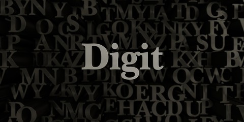 Digit - Stock image of 3D rendered metallic typeset headline illustration.  Can be used for an online banner ad or a print postcard.