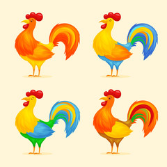 Vector illustration of rooster, cock, symbol of 2017 New Year  on the Chinese calendar. Merry Christmas, happy New Year illustration. greeting card