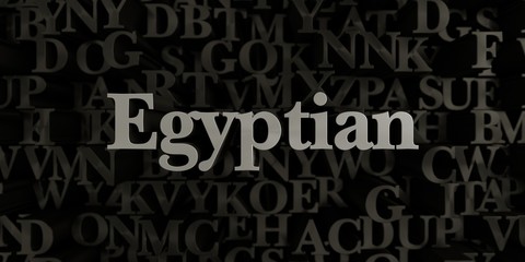 Egyptian - Stock image of 3D rendered metallic typeset headline illustration.  Can be used for an online banner ad or a print postcard.