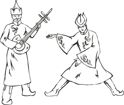 Dancers in national Mongolian costumes