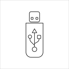 Obraz premium Usb flash symbol line icon on background