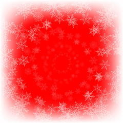 Winter red background with snowflakes. Vector Illustration.