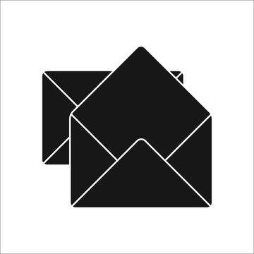 Open envelope sms message symbol silhouette icon on background