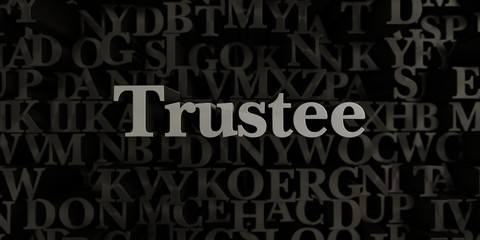 Trustee - Stock image of 3D rendered metallic typeset headline illustration.  Can be used for an online banner ad or a print postcard.