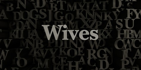 Wives - Stock image of 3D rendered metallic typeset headline illustration.  Can be used for an online banner ad or a print postcard.