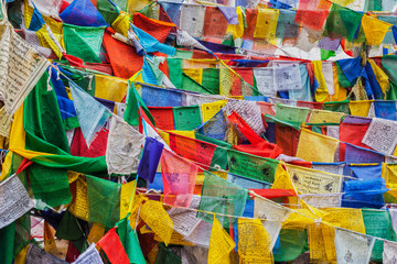 Fototapeta na wymiar Tibetan Buddhism prayer flags lungta