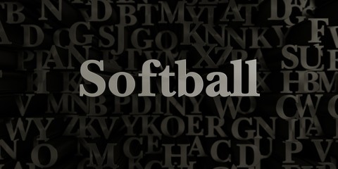 Softball - Stock image of 3D rendered metallic typeset headline illustration.  Can be used for an online banner ad or a print postcard.