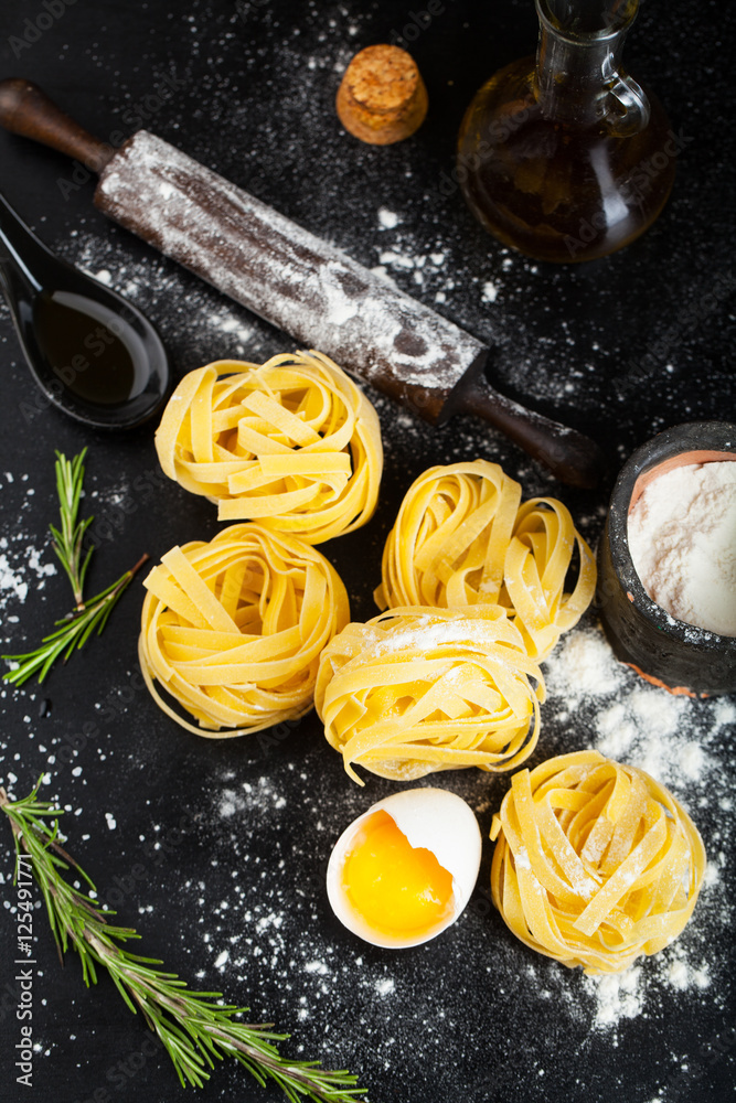 Canvas Prints Raw pasta and ingredients for pasta