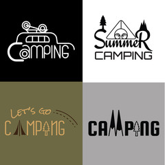 summer camping, let's go camping slogan and logo design for t - shirt print.vector illustration