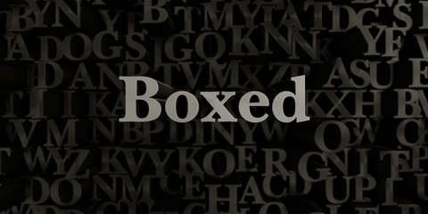 Boxed - Stock image of 3D rendered metallic typeset headline illustration.  Can be used for an online banner ad or a print postcard.