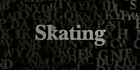 Skating - Stock image of 3D rendered metallic typeset headline illustration.  Can be used for an online banner ad or a print postcard.