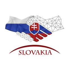 Handshake logo made from the flag of Slovakia.