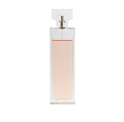 Closeup of the perfume bottle isolated on white background.