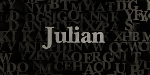 Julian - Stock image of 3D rendered metallic typeset headline illustration.  Can be used for an online banner ad or a print postcard.