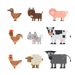 Animals vector flat illustration.