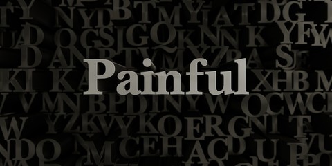 Painful - Stock image of 3D rendered metallic typeset headline illustration.  Can be used for an online banner ad or a print postcard.