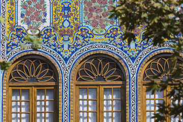 Obraz premium Exteriors of Golestan palace and old mosaic paintings in Teheran, Iran.