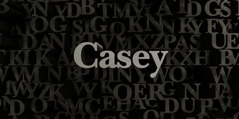 Casey - Stock image of 3D rendered metallic typeset headline illustration.  Can be used for an online banner ad or a print postcard.