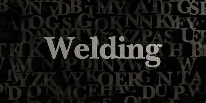 Welding - Stock image of 3D rendered metallic typeset headline illustration.  Can be used for an online banner ad or a print postcard.