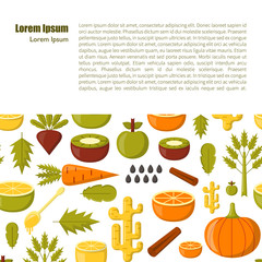 Vector detox smoothies cartoon ingredients