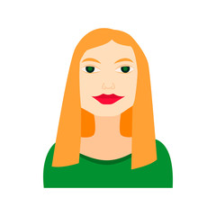 blonde woman flat icon with green dress businesswoman long hair avatar