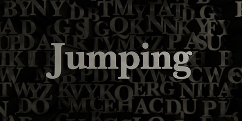 Jumping - Stock image of 3D rendered metallic typeset headline illustration.  Can be used for an online banner ad or a print postcard.