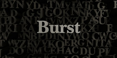 Burst - Stock image of 3D rendered metallic typeset headline illustration.  Can be used for an online banner ad or a print postcard.