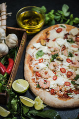 making healthy seafood pizza