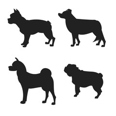 Set of dogs silhouette