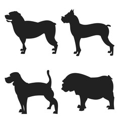 Set of dogs silhouette