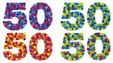 Ziffern, Zahlen aus Konfetti
