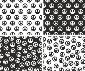 Peace Sign Aligned & Random Seamless Pattern Set