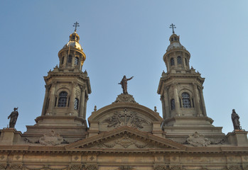 Fototapeta na wymiar Metropolitan Cathedral, Plaza de Armas Main Square, Santiago de Chile