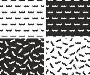 Moustache Aligned & Random Seamless Pattern Set