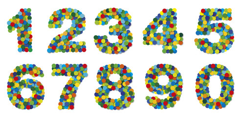 Ziffern, Zahlen aus Konfetti