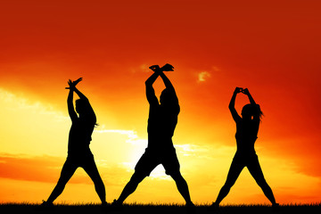 Fototapeta premium aerobics at sunset