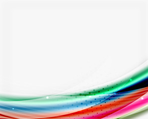 Smooth colorful line on white. Wave abstract background