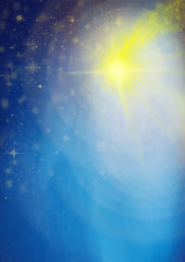 Christmas nativity star in a starry night, abstract artistic watercolor background with copy space for text