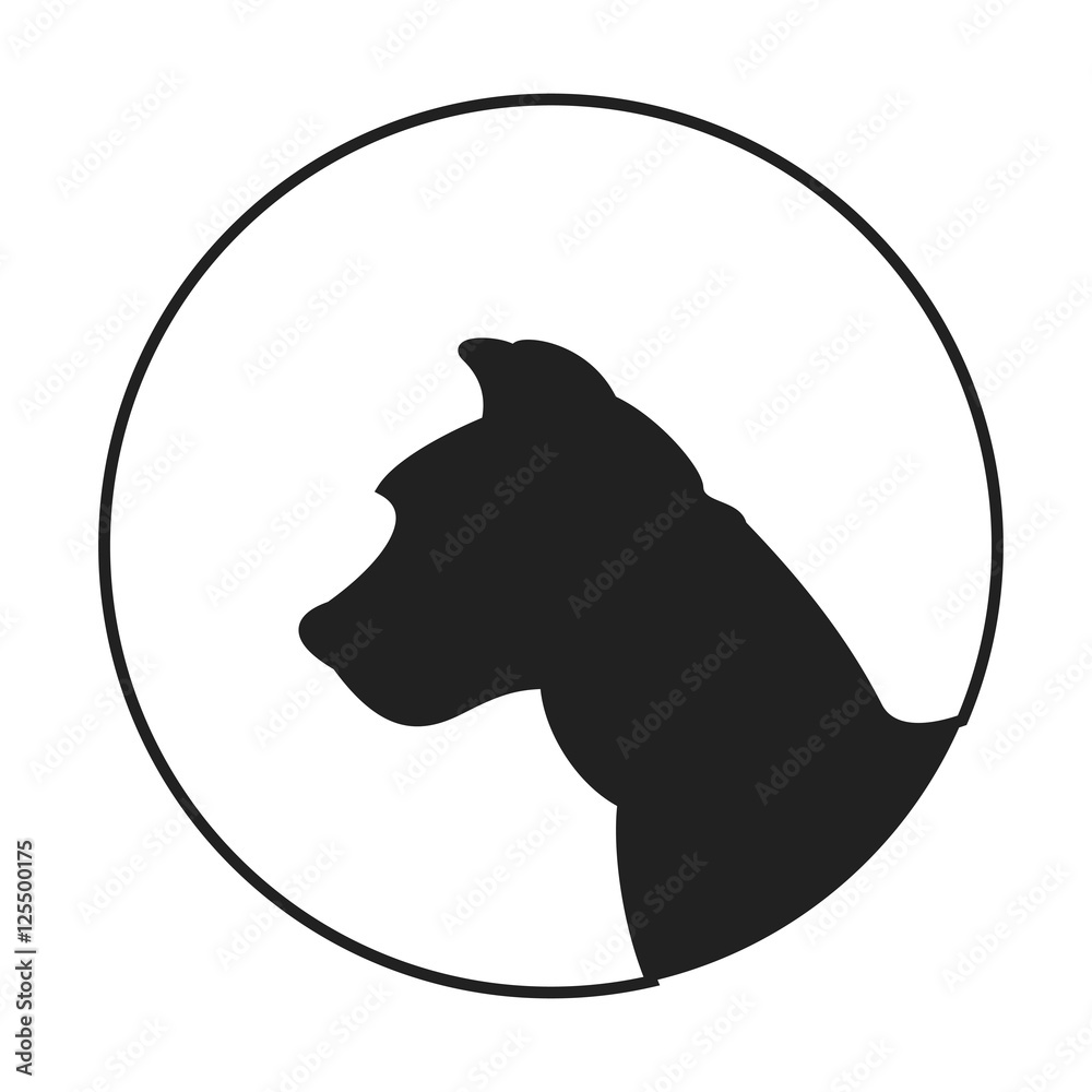 Wall mural silhouette of a dog head american pitt bull terrier