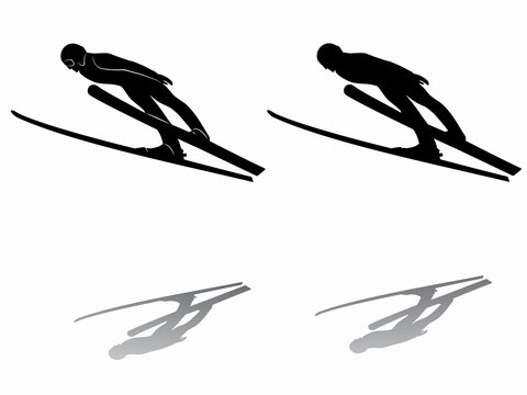  silhouette ski jumper. vector drawing