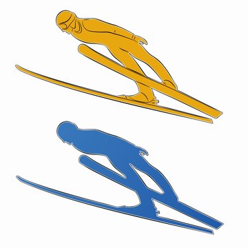  silhouette ski jumper. vector drawing