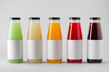 Juice Bottle Mock-Up - Multiple Bottles. Horizontal Label