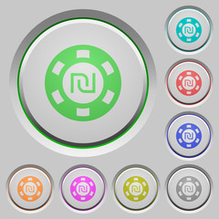 New Shekel casino chip push buttons