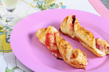 French pastry braid with homemade plum marmalade.