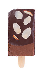 Brownie almonds on white background