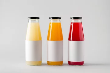 Fotobehang Juice Bottle Mock-Up - Three Bottles. Horizontal Label © Shablon