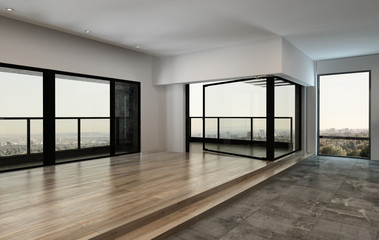 Fototapeta premium Spacious empty condominium room with windows