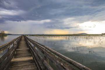 Fototapeta na wymiar Storm coming on Lake Trasimeno in Umbria in Italy