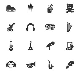Childrens toys icons set