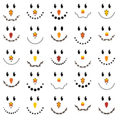 Vector Collection of Cute Scarecrow Faces